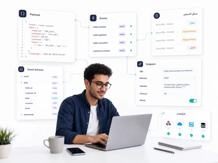 Webhook and integration settings inside Taly: Developer console